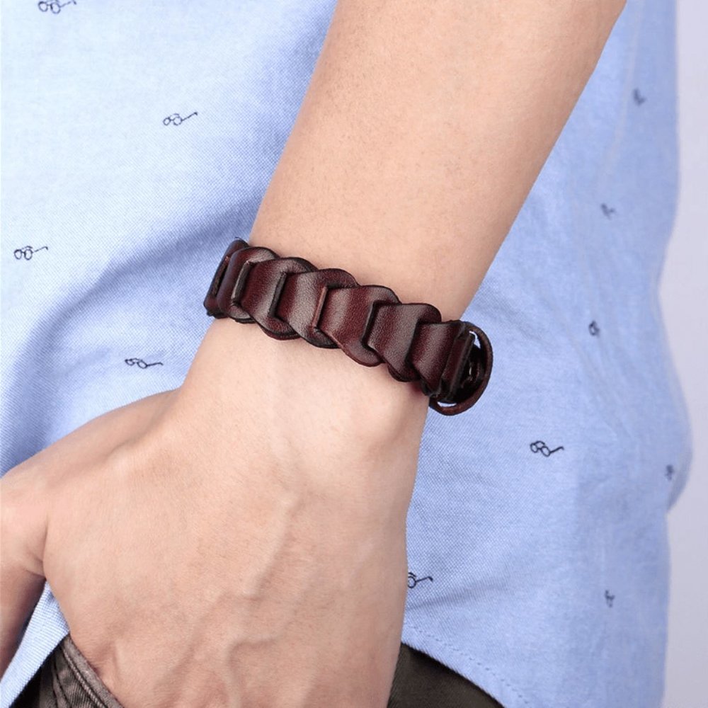 Inner Woven Leather Buckle Bracelet